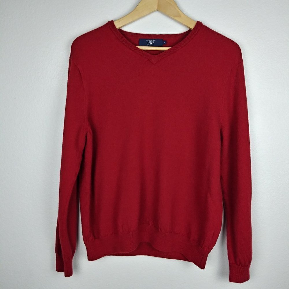 J CREW Burgundy 100 merino wool V-neck pullover sweater size XL